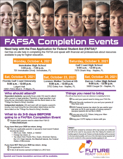 FAFSA Completion Events Flyer
